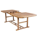 TURRIS - set tavolo in alluminio e teak cm 180/240 x 100 x 74 h con 6 sedie e 2 poltrone Mulier